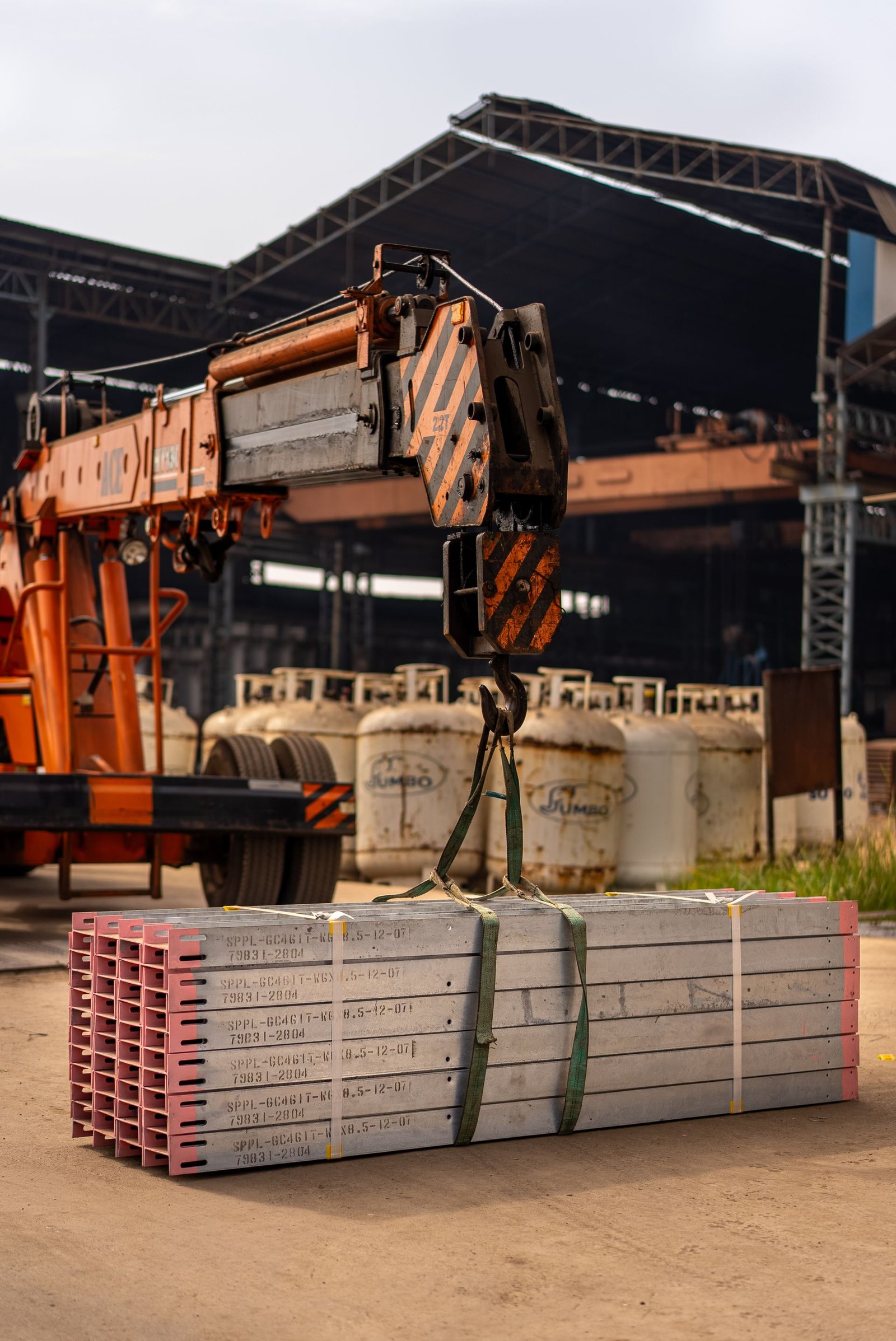 Industrial steel components prepared for supply
